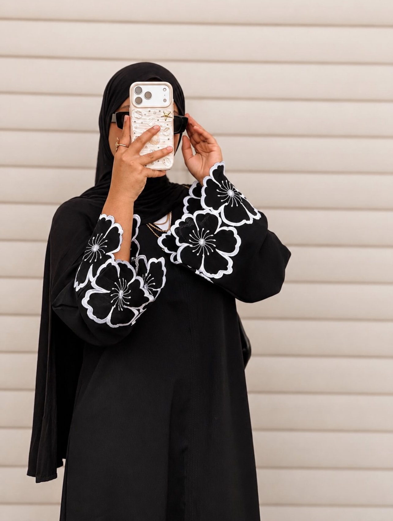 Close-up of premium fabric used in Hayr Collection abayas